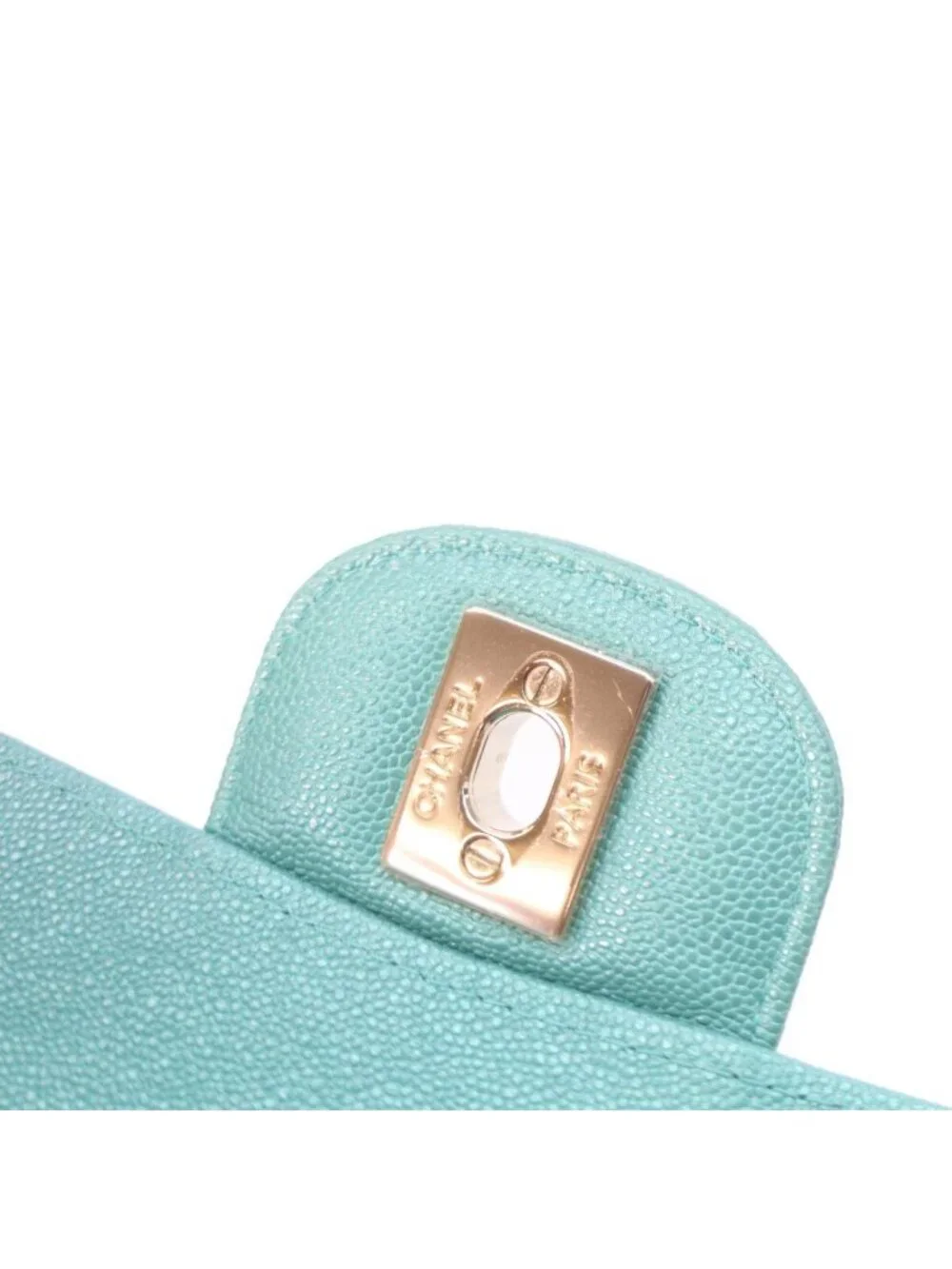 Chanel Pearl Green Caviar Gold Quilted 23 Shoulder Bag